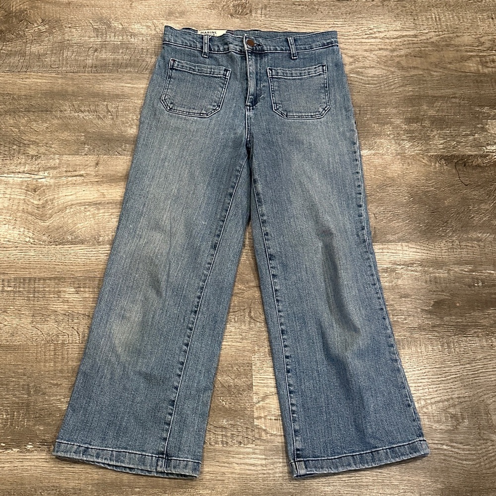 Marine Layer Light Blue Wide Leg Cropped Jeans Size 28